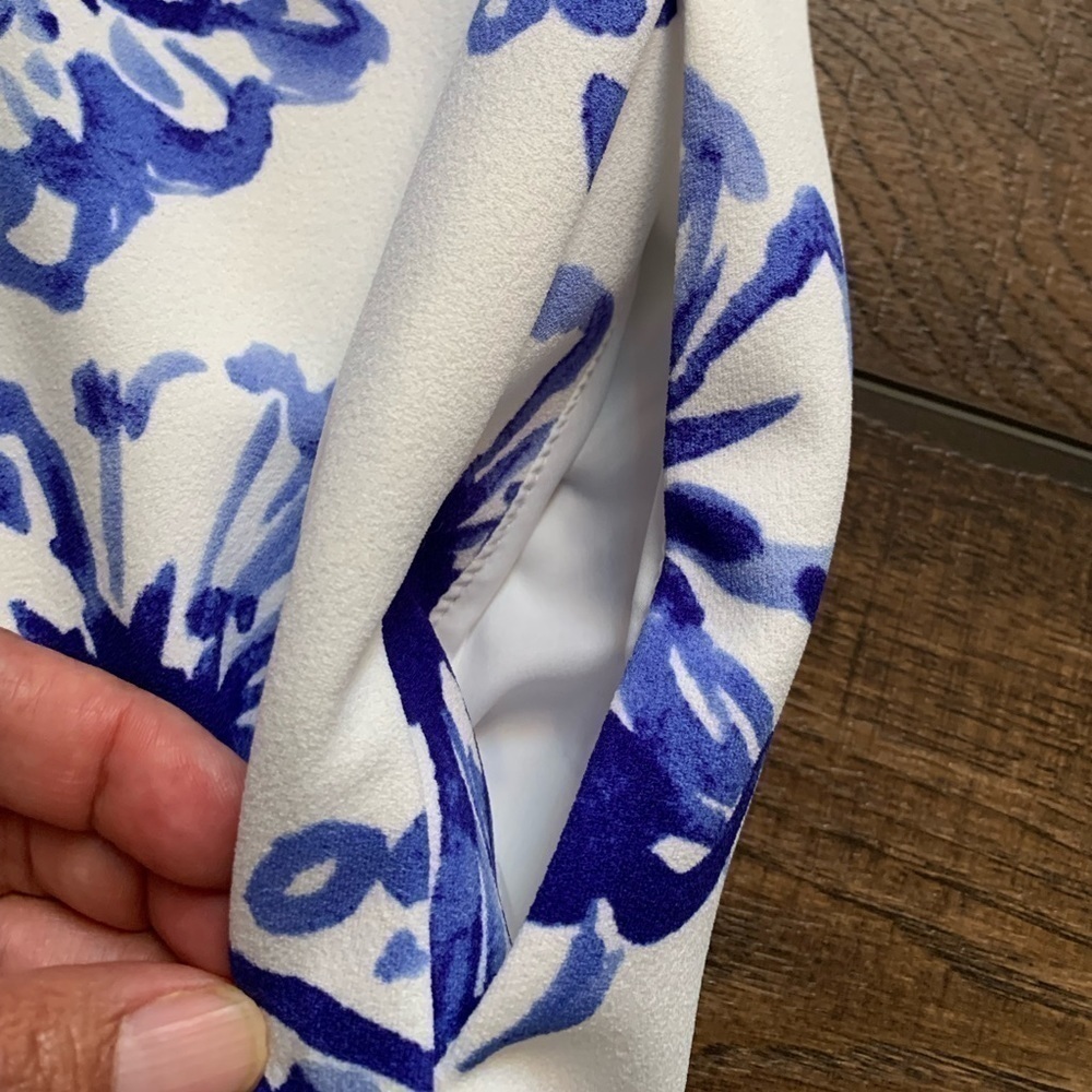 Lauren Ralph Lauren Womens 8 Catalina Blue White Floral Coquette Romantic Dress - Picture 5 of 6